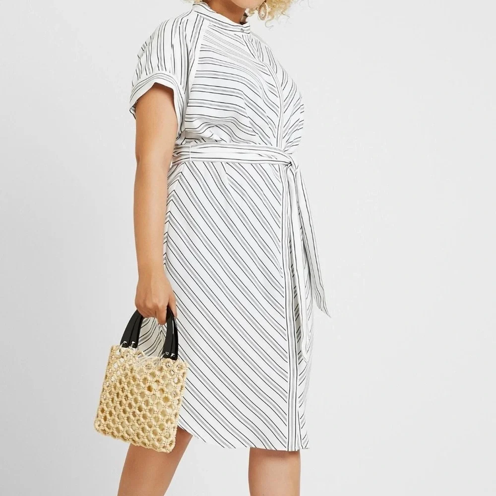 🔥 NWT Lauren Ralph Lauren stripped shirt dress size 14 - Picture 3 of 11